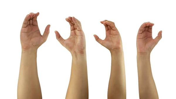 Hand of man and woman in gesture of gripping device isolated on — Stock Photo, Image