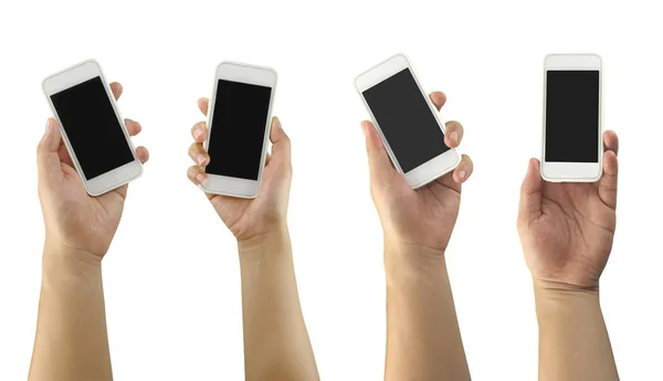 Ręka biznesmena trzymając smartfon i mieć pusty ekran — Zdjęcie stockowe