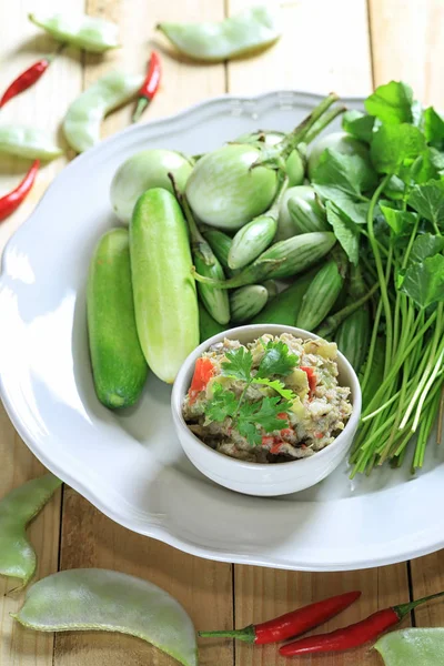 Chilimischung Fischmehl aus thailändischem Essen. — Stockfoto