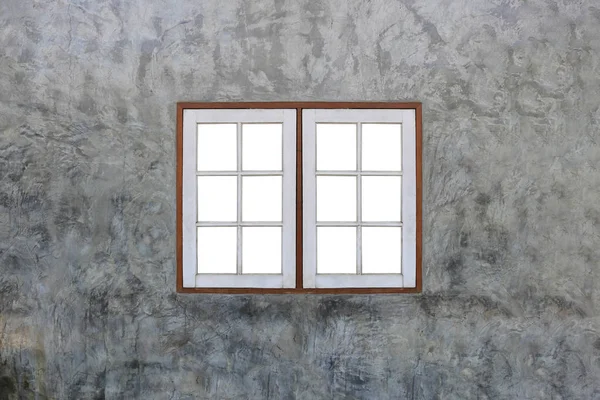 Vintage wooden window on modern concrete wall. — Stock Photo, Image