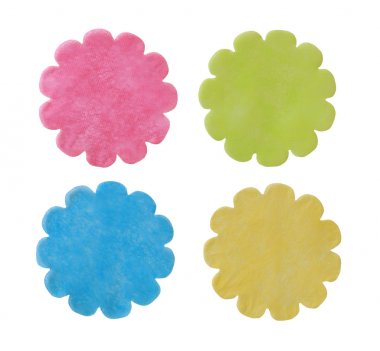 Beyaz adam izole bir daire set halinde kesilmiş bez parçası