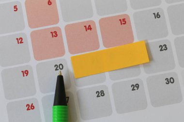 Kalem noktaları takvim yirmi bir dizi için yeşil ve boş y var