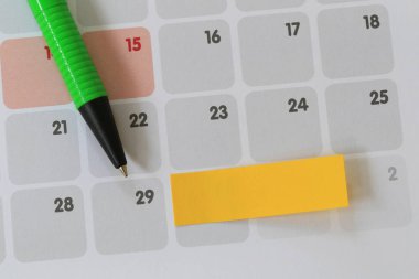 Kalem noktaları takvim yirmi dokuz sayısı için yeşil ve bl var