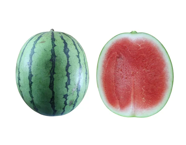 Färsk röd vattenmelon isolerad på vit bakgrund. — Stockfoto