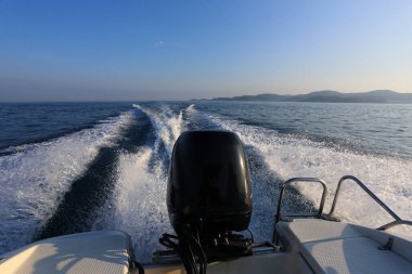Motor boat of speed boat and morning sea view.