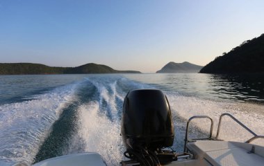 Motor boat of speed boat and morning sea view.