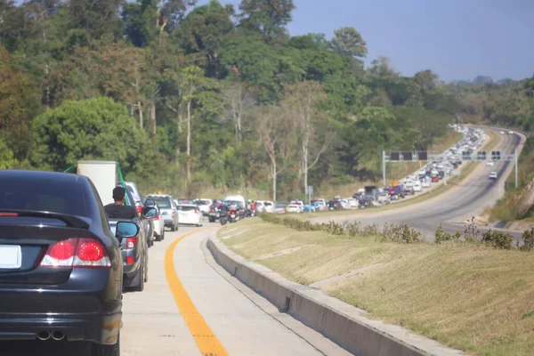 Atasco Tráfico Carretera Congestión Tráfico Durante Concepto Hora Punta Viajar — Foto de Stock