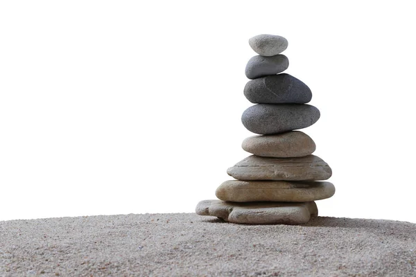 Balance Steine Sind Pyramidenförmig Angeordnet Stein Auf Weißem Hintergrund Isoliert — Stockfoto