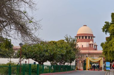 Yeni Delhi, Hindistan, 2020. Hindistan Anayasa Mahkemesi, Hindistan Anayasası 'na göre bir adalet sembolü, en yüksek yargı ve anayasa mahkemesidir..