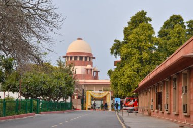 Yeni Delhi, Hindistan, 2020. Hindistan Anayasa Mahkemesi, Hindistan Anayasası 'na göre bir adalet sembolü, en yüksek yargı ve anayasa mahkemesidir..