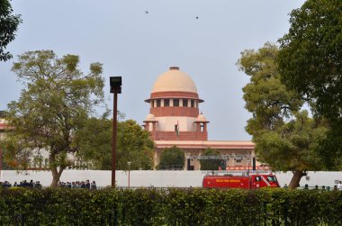 Yeni Delhi, Hindistan, 2020. Hindistan Anayasa Mahkemesi, Hindistan Anayasası 'na göre bir adalet sembolü, en yüksek yargı ve anayasa mahkemesidir..