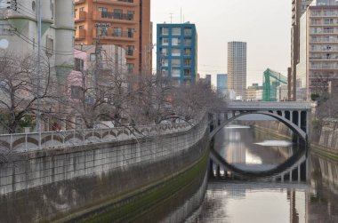 Tokyo urban office buildings and downtown and street