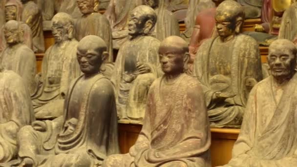 Statues Buddhist Monks Temple — Stock video