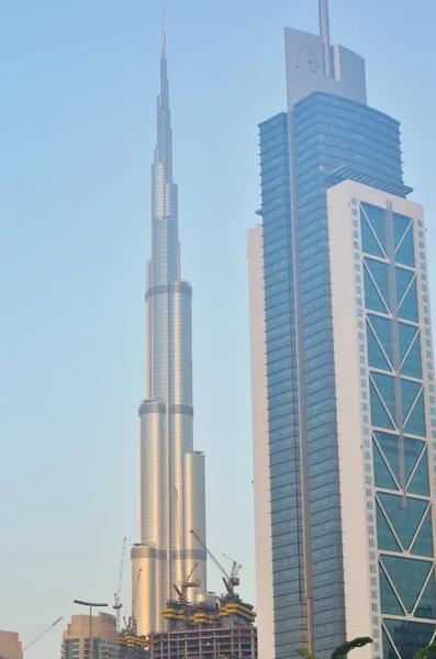 Dubaj Zjednoczone Emiraty Arabskie Zea Burdż Chalifa Stoi Wysoko Najwyższa — Zdjęcie stockowe