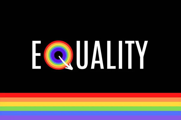 Equality illustration on colorful rainbow flag or pride flag / banner of LGBTQ (Lesbian, gay, bisexual, transgender & Queer) organization. Pride month parades are celebrated in June
