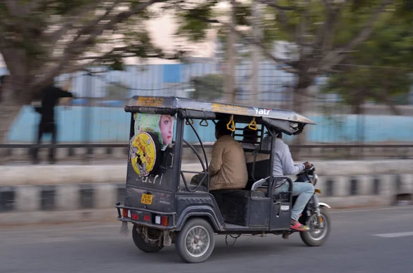 Delhi Inde 2020 Plan Panoramique Pousse Pousse Rapide Sur Les — Photo