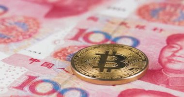 Çin para birimi Renminbi, Yuan - pan hareketi ile altın Bitcoin 'in 4k çözünürlüğü