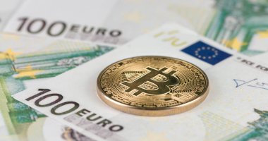 Avrupa avro banknotları üzerinde kripto para birimi Bitcoin