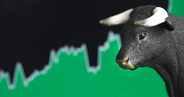 Stock bull markt met groene kaart — Stockfoto