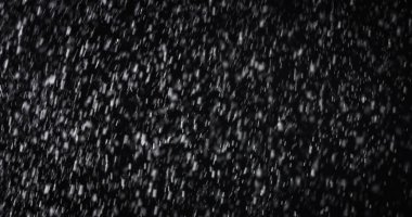 Snow falling on dark sky