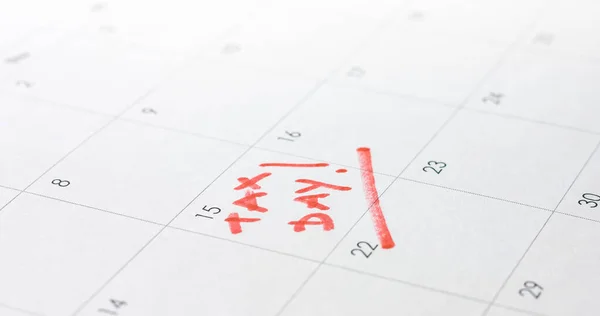 Día del impuesto sobre la escritura a mano en calendario — Foto de Stock