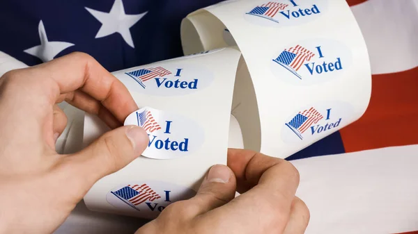 He votado pegatina con bandera de EE.UU. —  Fotos de Stock