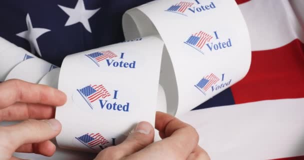 Ik heb gestemd voor sticker met Amerikaanse vlag — Stockvideo
