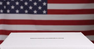 Amerikan bayrağıyla oy veren kadın