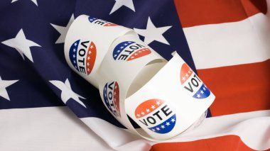 Vote sticker with american flag clipart