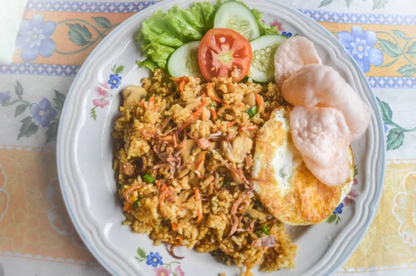 Nasi Goreng Fred Rice Popular Alimento Indonésio Malaio Cingapuriano — Fotografia de Stock