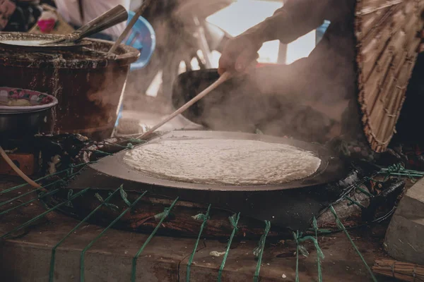 Traditional Banh Trang Rice Paper Making Nhon Hoa Rice Paper — Stock Photo, Image