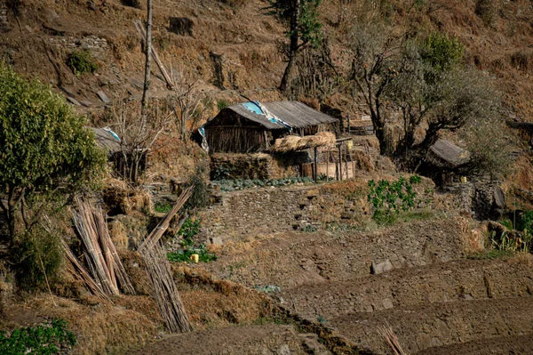 Традиционный Непальский Глиняный Дом Пунхилле Горепани Похара Непале — стоковое фото