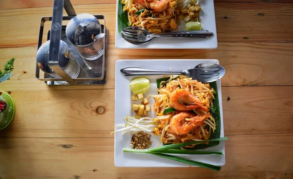 Пад Тай Самый Культовый Известный Тайское Блюдо Туристов Показывает Местную — стоковое фото
