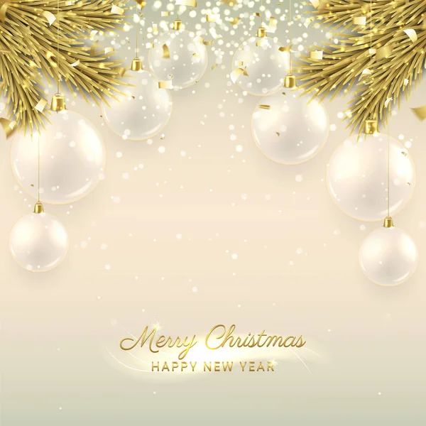 Beautiful Christmas banner with glass balls — Stock Vector