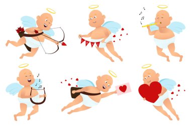 Çizgi film aşk tanrısı ile ayarla vektör