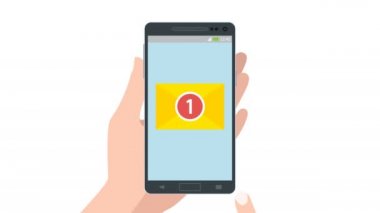 Hareket eden smartphone aygıt üzerinde e-posta iletisini açmak için parmak swiping
