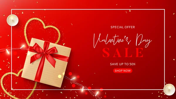 Modèle de bannière de vente de Saint-Valentin — Image vectorielle