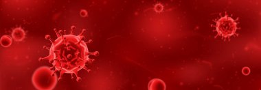 Horizontal banner concept with red viruses clipart