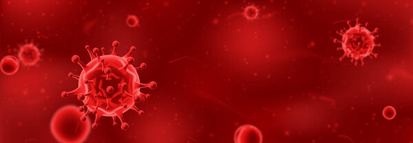 Horizontal banner concept with red viruses