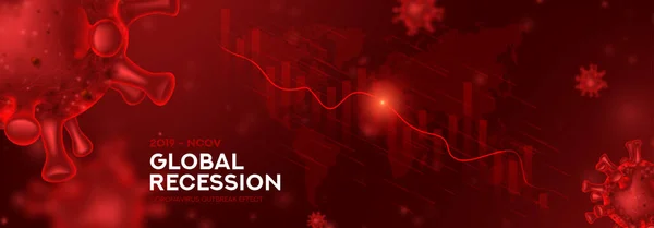 Global Recession Banner Concept Background Concept Falling Stock Charts Financial — Stock Vector