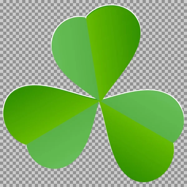 Leaf clover teken. Donker groen pictogram op transparante achtergrond. — Stockvector