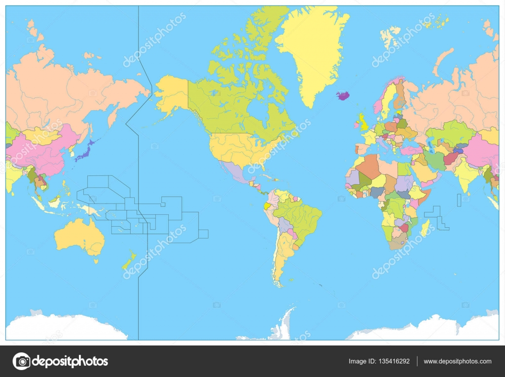 Lamérique Centrée Sur La Carte Du Monde Politique Aucun