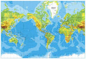 Amerikai központú fizikai világ Térkép