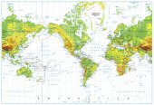 Amerikai központú fizikai világ Térkép elszigetelt fehér