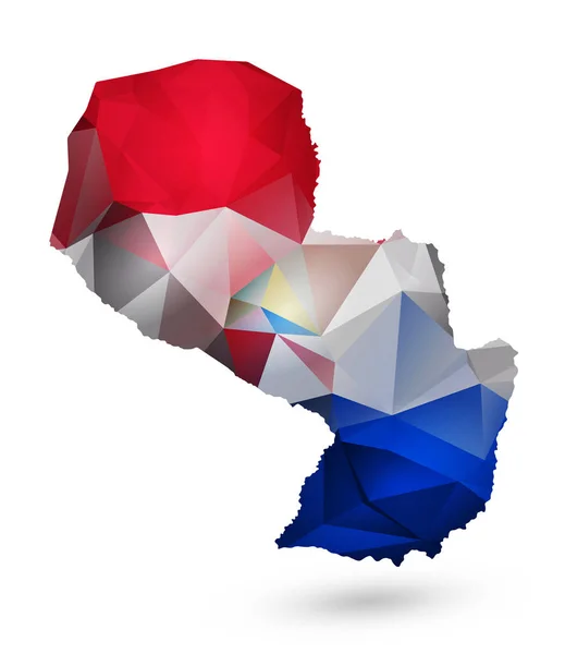 Paraguay polygonale Karte isoliert auf weiß — Stockvektor
