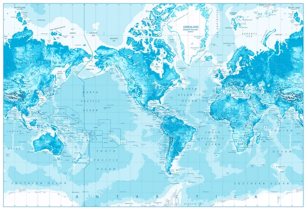 실제 세계 지도-미국 중심으로 — 스톡 벡터