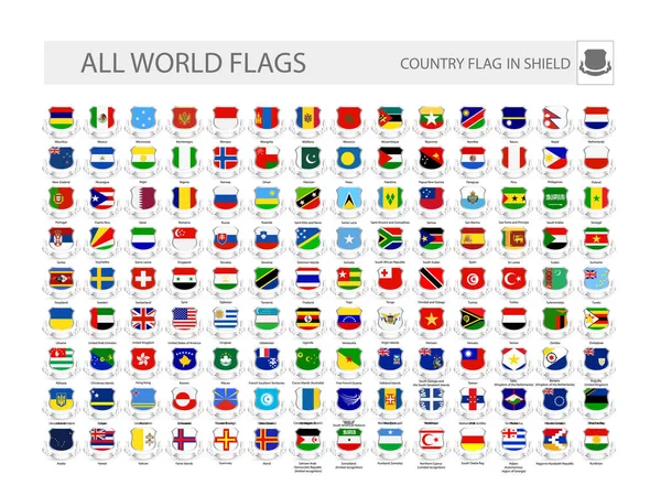 शील्ड में विश्व ध्वज। हिस्सा 2 — स्टॉक वेक्टर