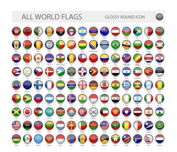 Tour monde brillant Collection de drapeaux Vector — Image vectorielle