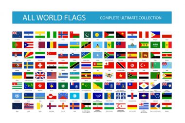 Tüm dünya ülke bayrakları vektör. Bölüm 2