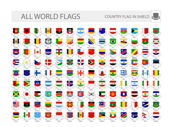 Світ прапори в щити. Частина 1 — стоковий вектор
